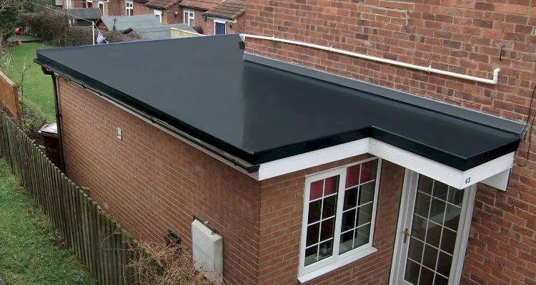 Finished fibreglass GRP flat roof on a rear extension